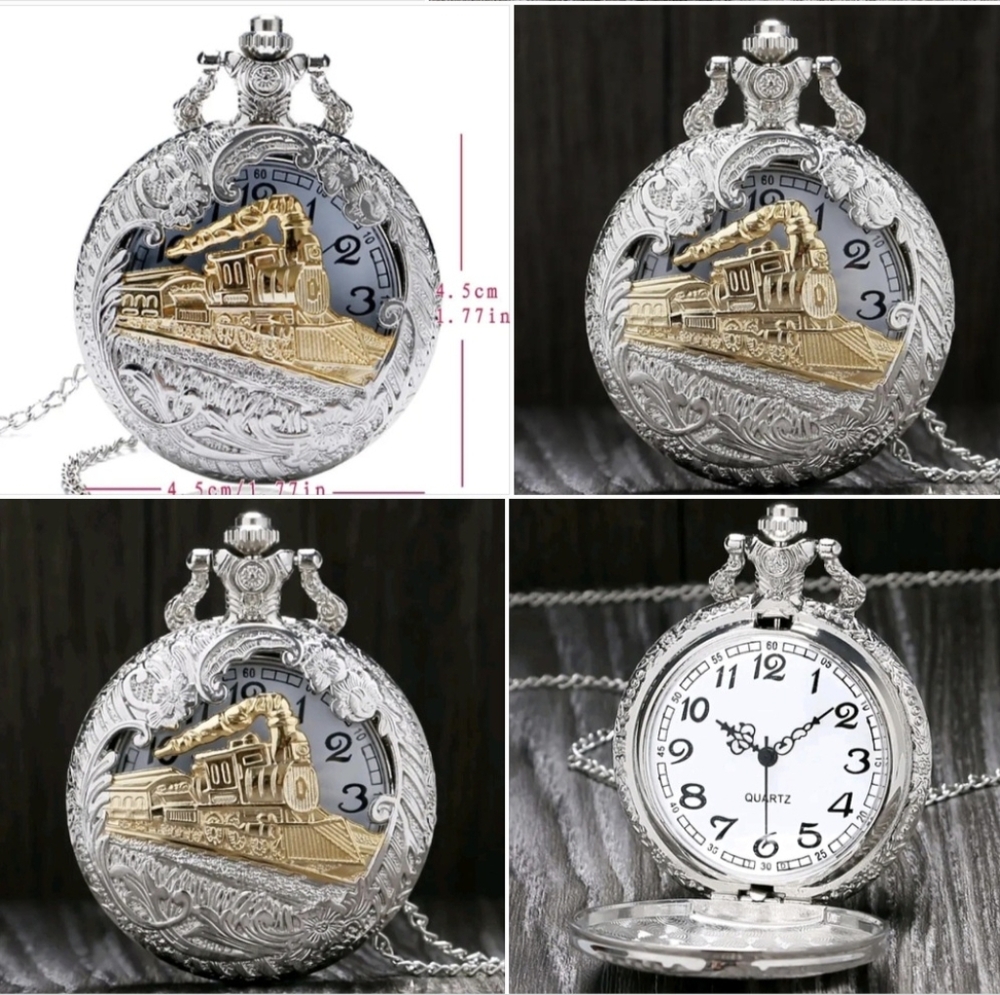 New train locomotive steam engine Quartz pocket watch
